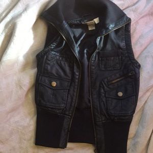 Black leather vest